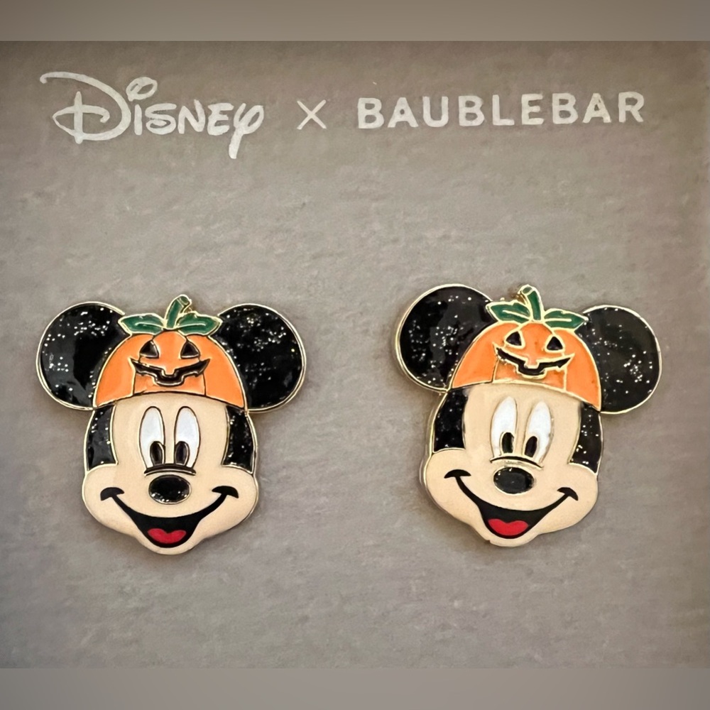 Mickey Mouse Disney BaubleBar pumpkin jack-o-lantern earrings